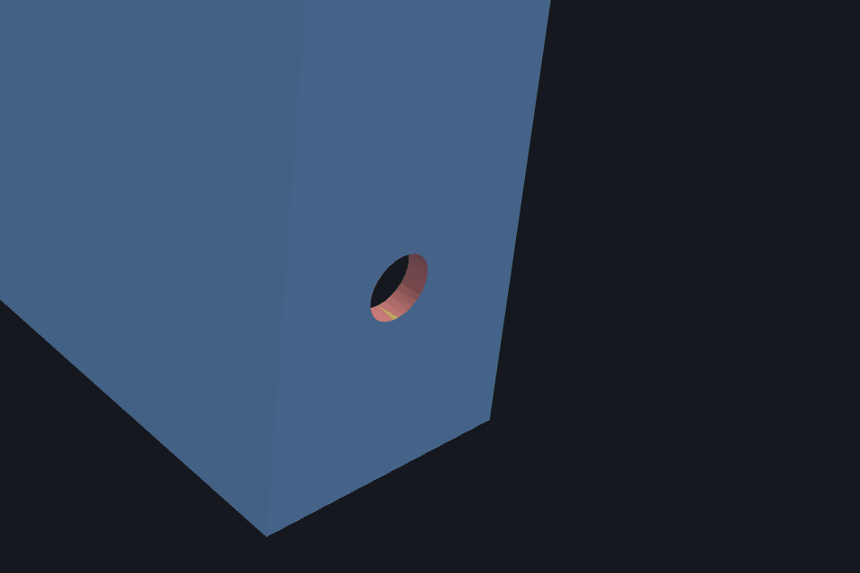 Close-up of the side hole. The inner wall of the hole is painted red