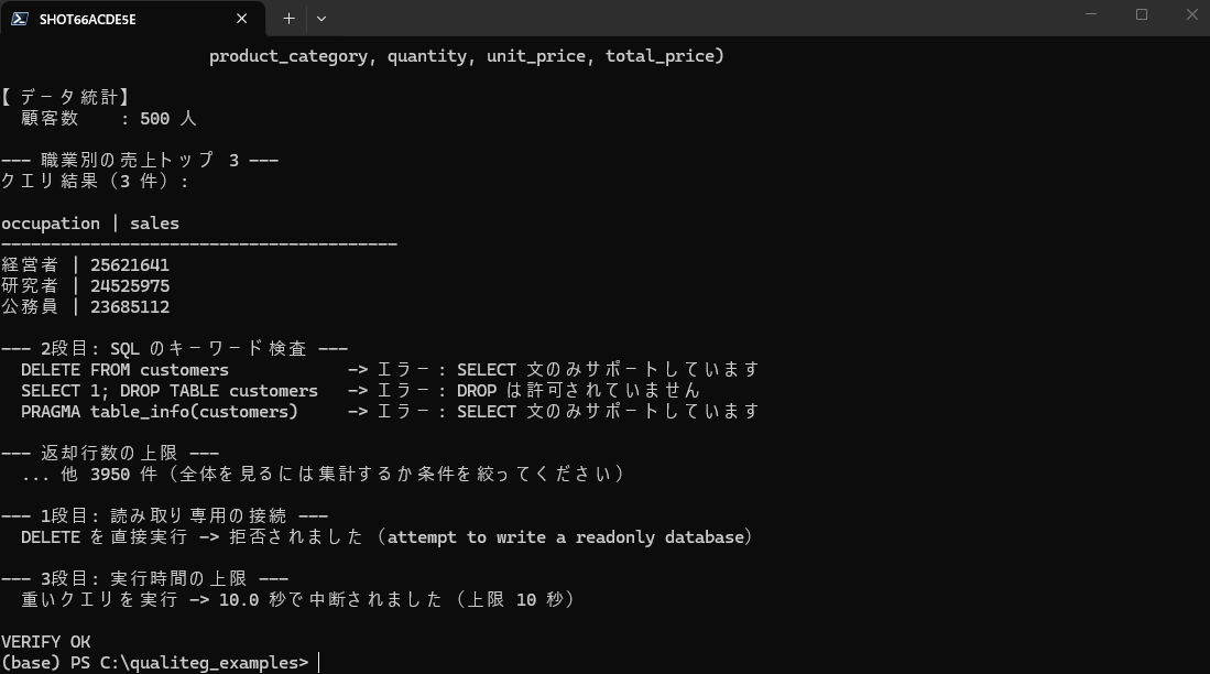 Results of running verify.py