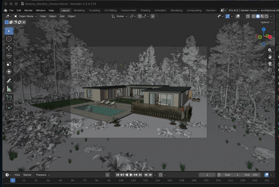 OpenAI official example. A house model in Blender
