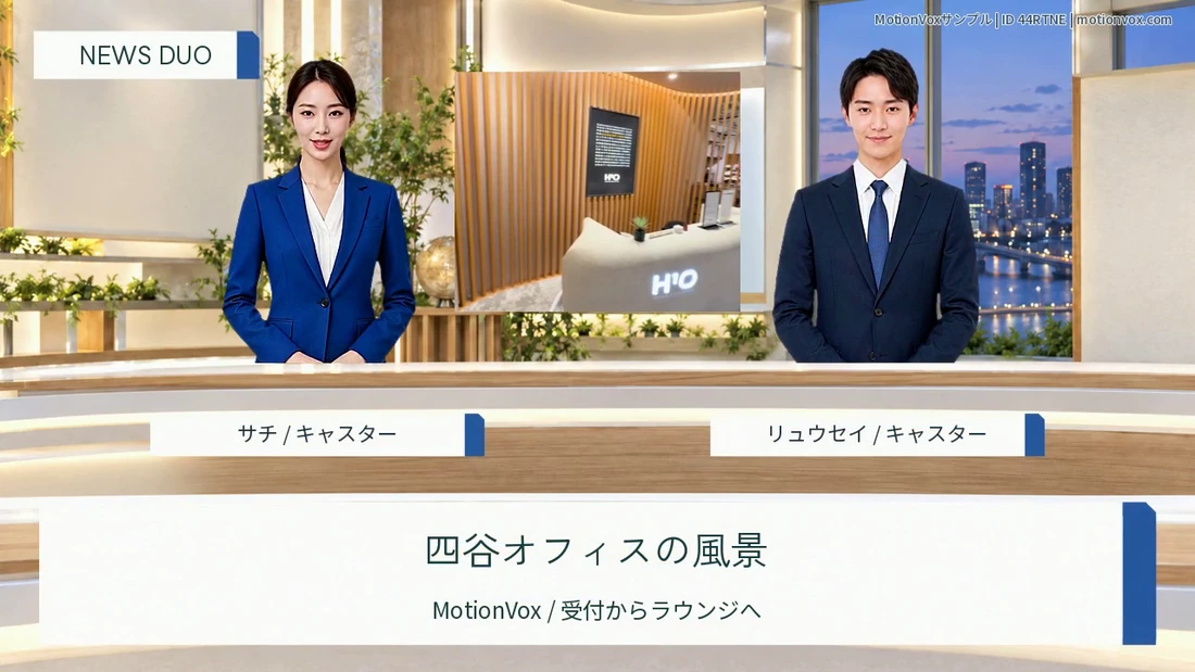 Template "News Duo", two AI avatars side by side in a studio