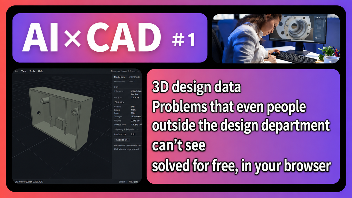 [AI×CAD] Part 1: Nobody Outside the Design Department Can See Your 3D Data — Solve It Free, in a Browser